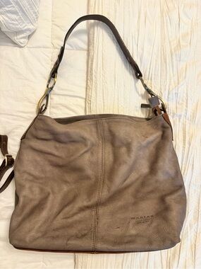 Taupe Leather Shoulder and Crossbody Bag - Women's Everyday Hobo
